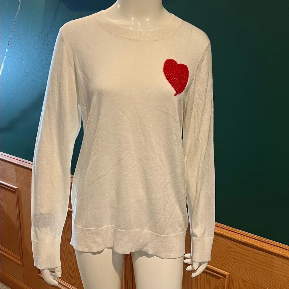 Gabby Isabella Wool Blend Light-Weight Heart Sweater. - Picture 2 of 8